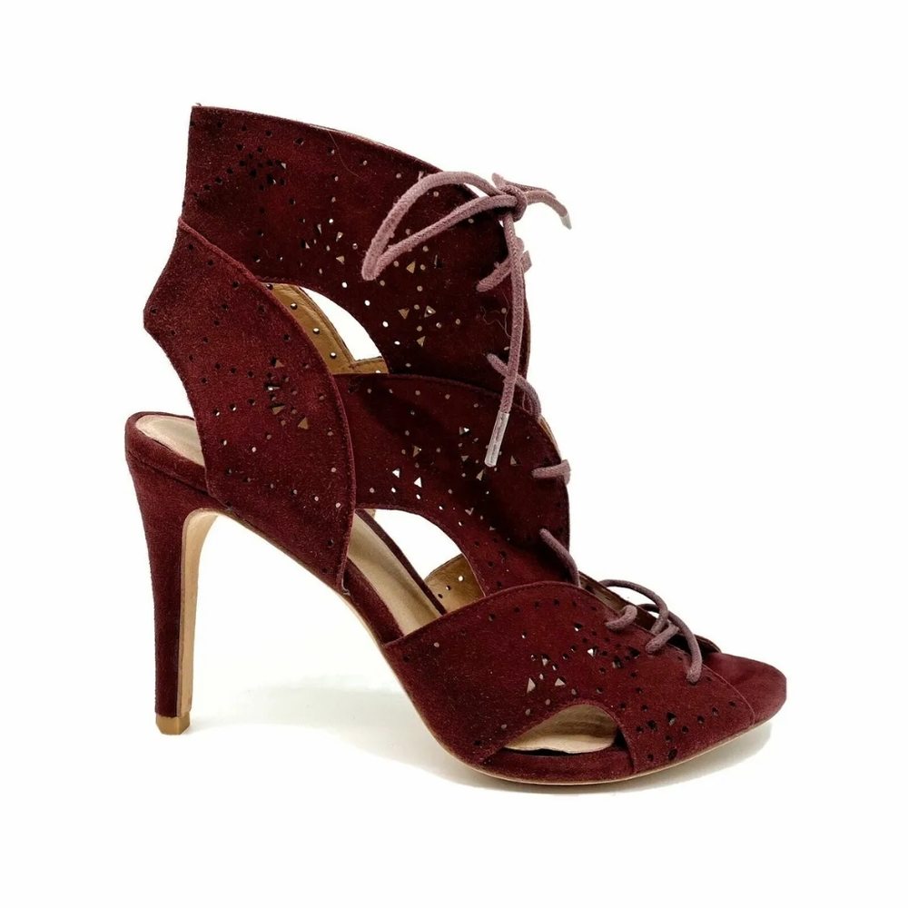 NWT Joie Raquel Bordeaux Burgundy suede lace up bootie